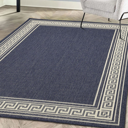 Flatweave Gel Greek Key Navy Rug