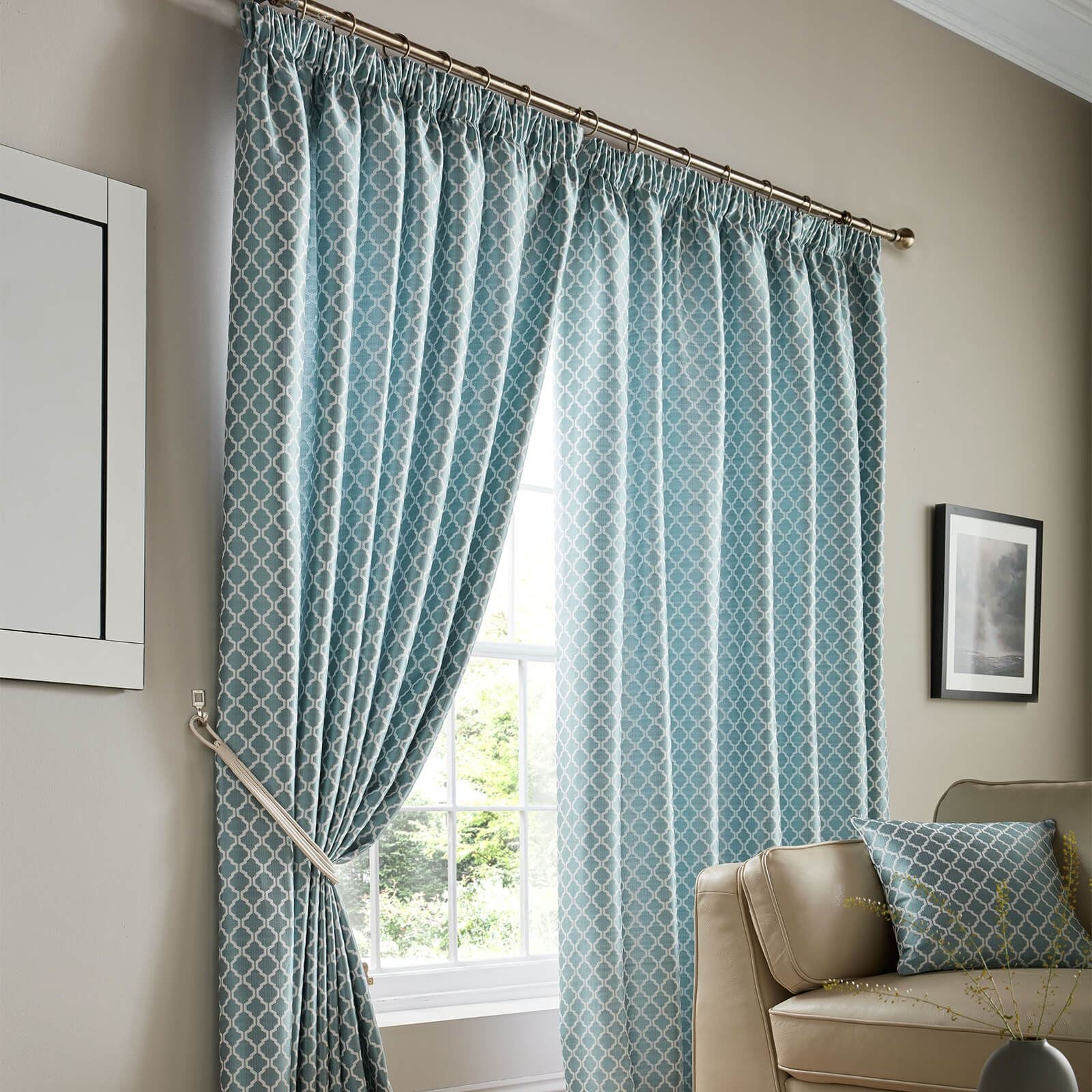 Cotswold Teal Pencil Pleat Curtains