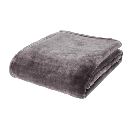 Raschel Velvet Touch Charcoal Grey Blanket Throw