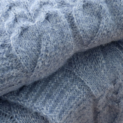 Cosy Soft Cable Knit Blanket Throw Blue