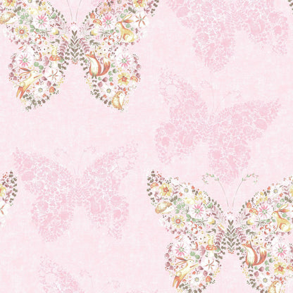 Catherine Lansfield Enchanted Butterfly Pink Wallpaper - 105x53cm