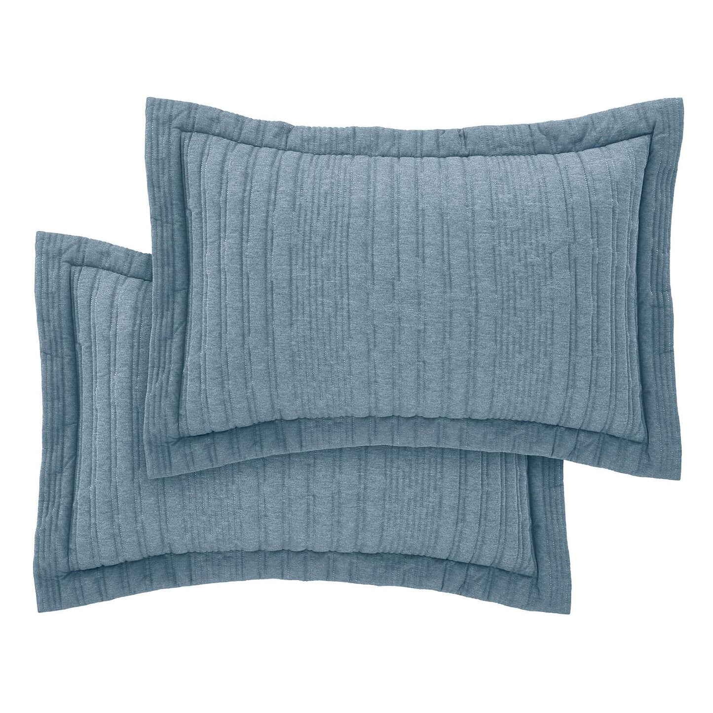 Tamba Jersey Stripe Quilted Oxford Pillowcase Pair Chambray Blue