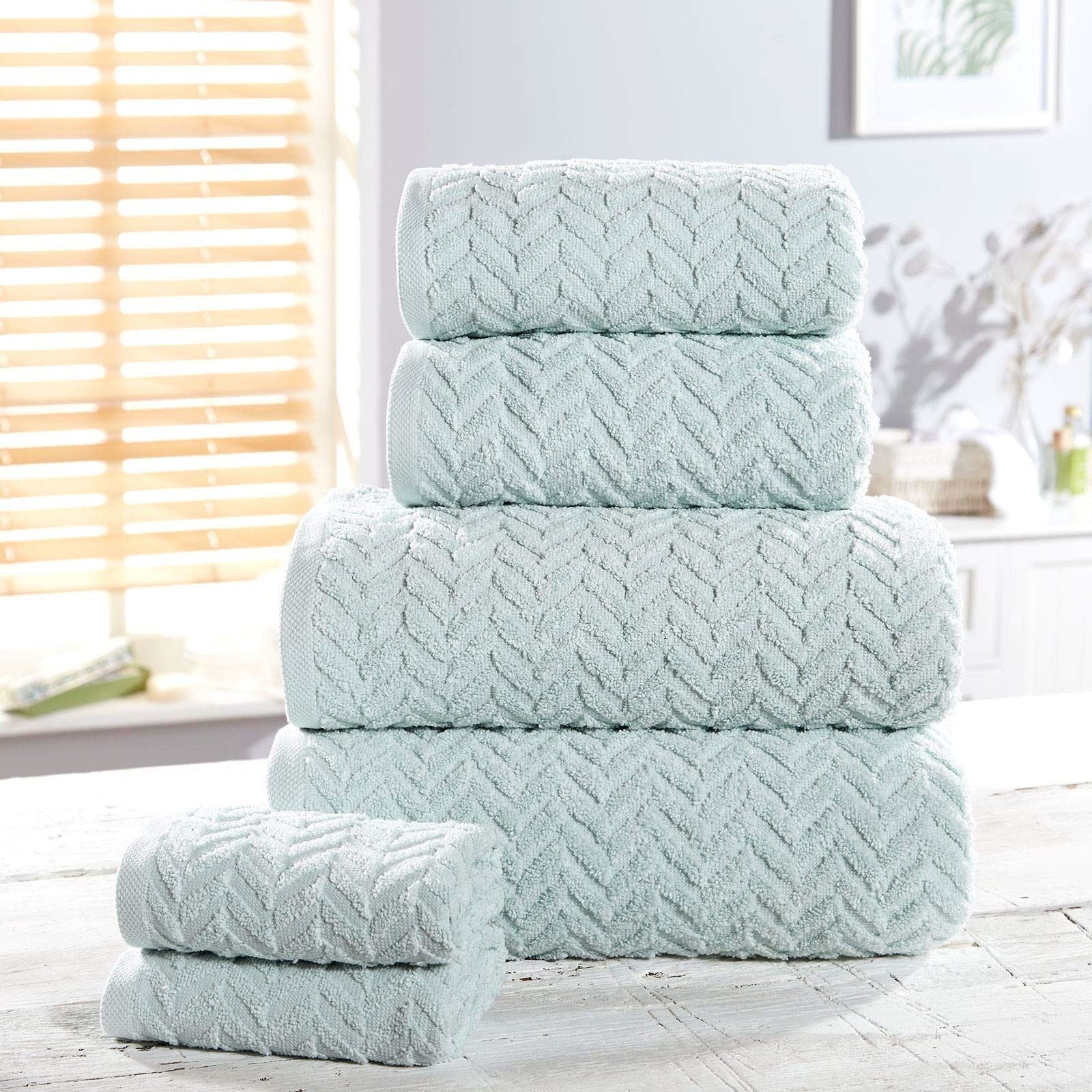 Herringbone Duck Egg Towel Bale