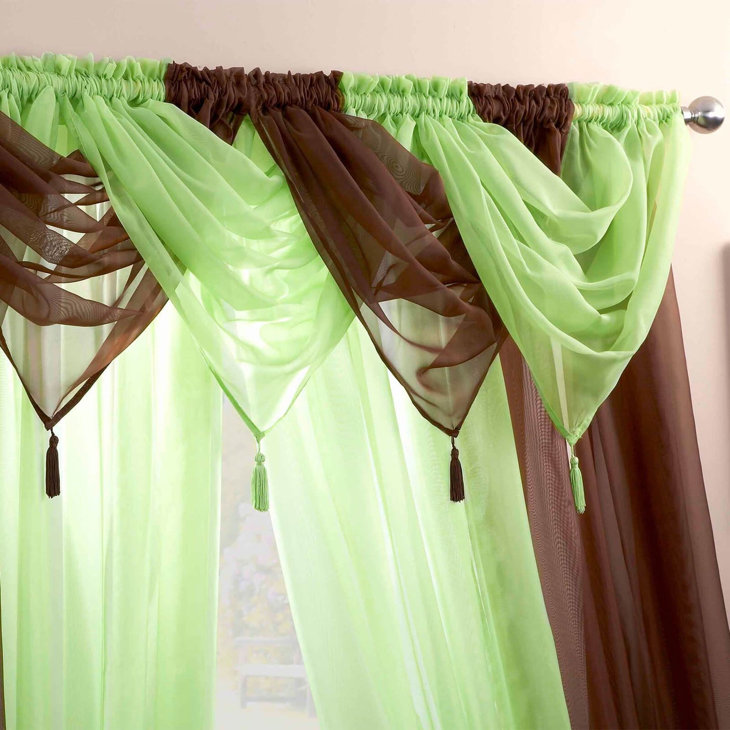 Plain Voile Lime Curtain Swag