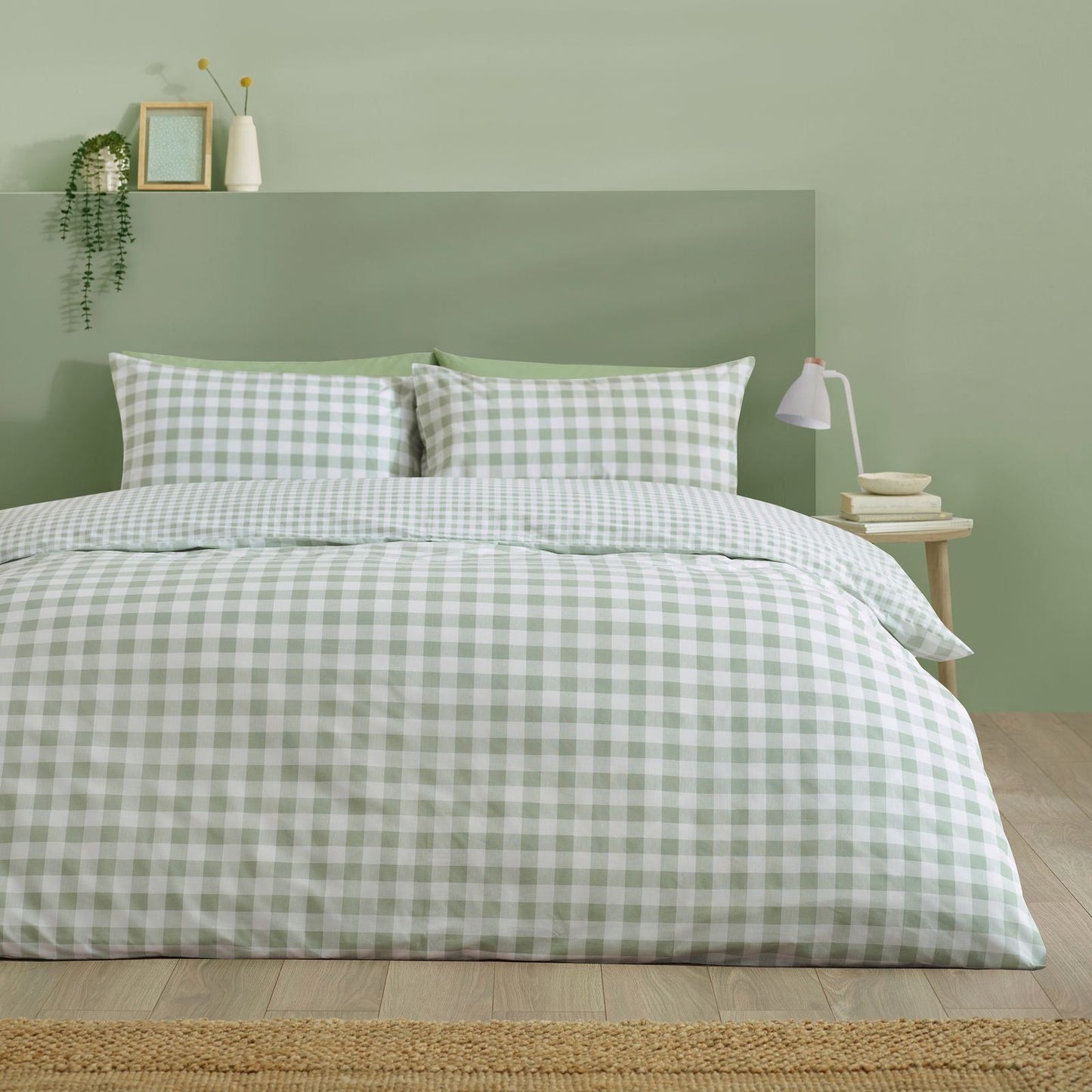 Catherine Lansfield Bamford Gingham Check Green Duvet Cover Set