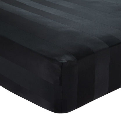 Catherine Lansfield So Soft Satin Stripe Black Fitted Sheet