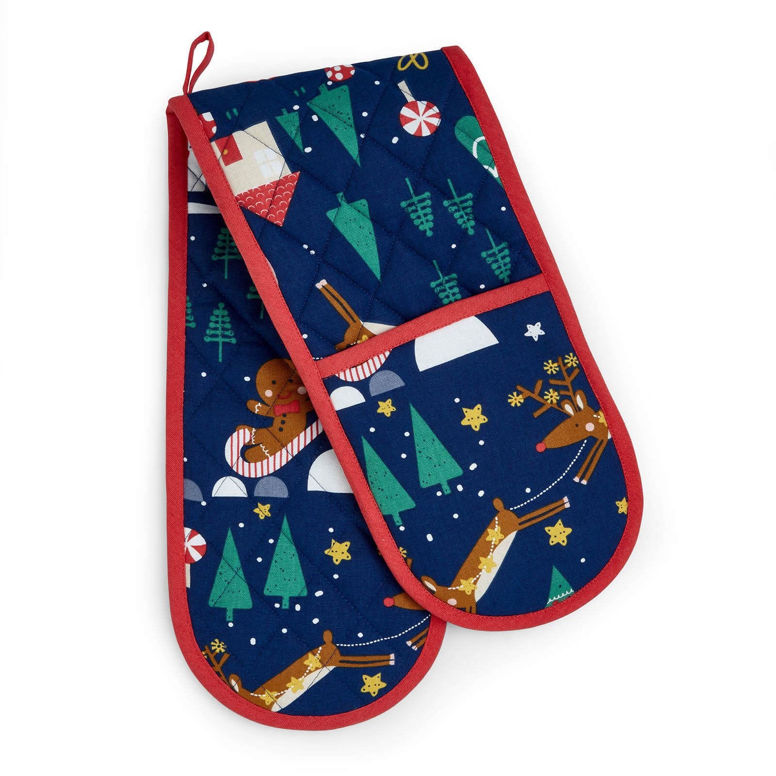 Santa's Christmas Wonderland Navy Oven Gloves