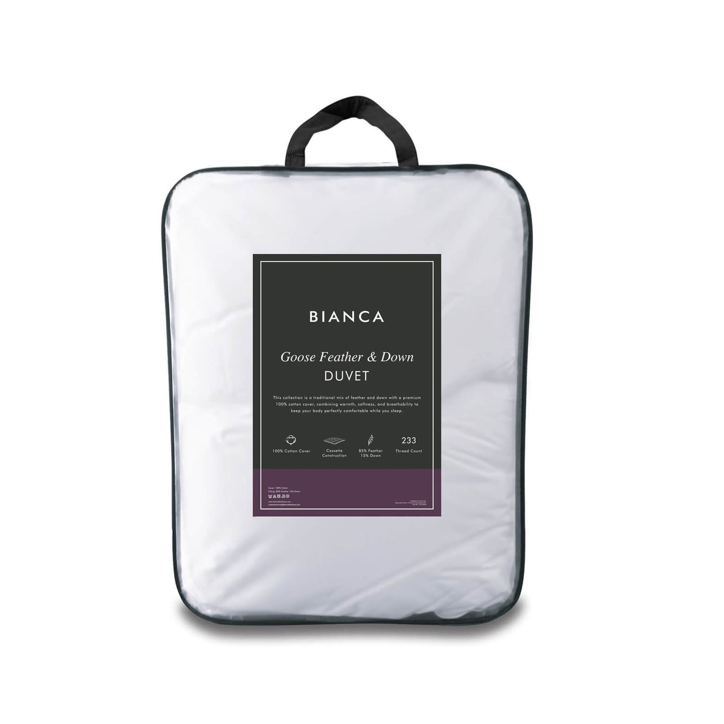 Bianca Fine Linens Goose Feather & Down 4.5 tog Bedding Duvet White