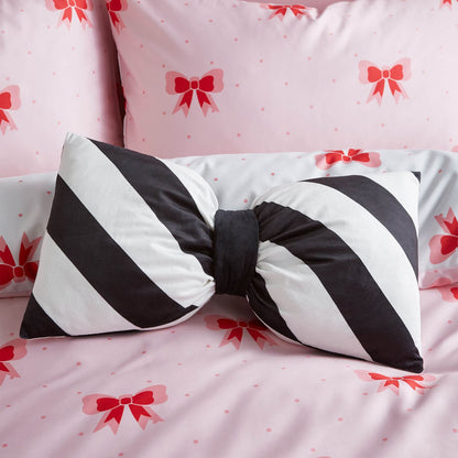 Dotty Bows 3D Shaped Cushion Black and White