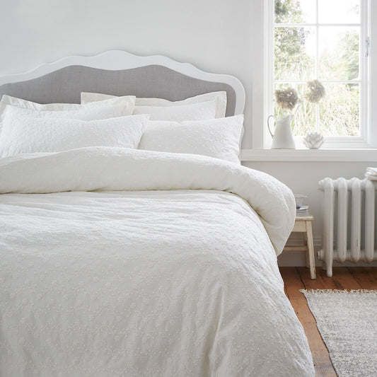 French Knot Jacquard White Duvet Cover Set