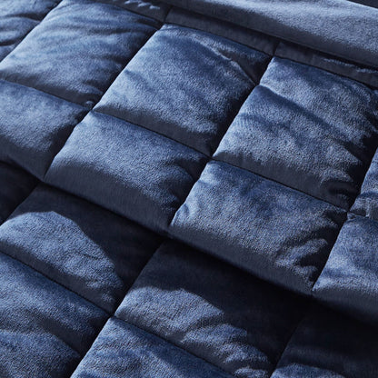Kingsley Matt Velvet Quilted Bedspread Navy Blue