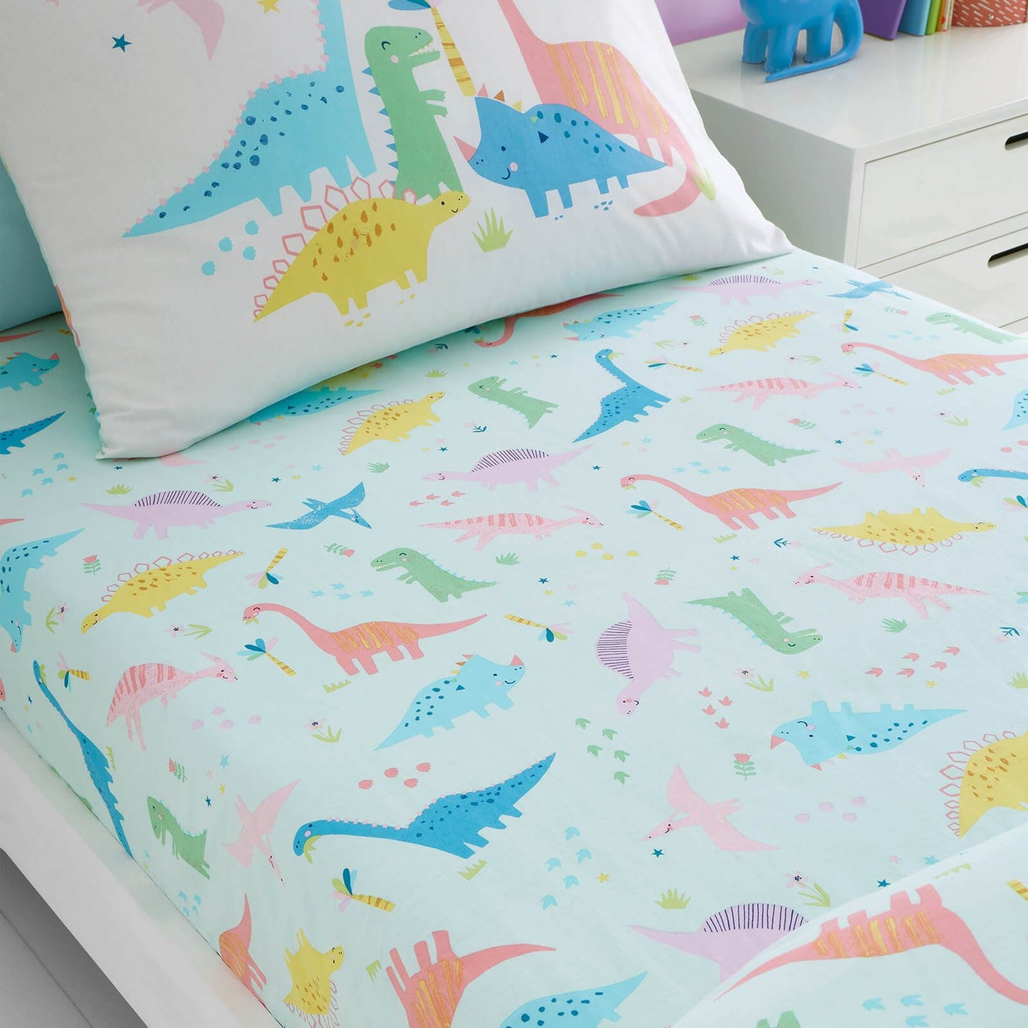 Dinosaur Friends Blue Fitted Sheet