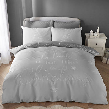 A Lot Like Christmas Grey Duvet Cover Set