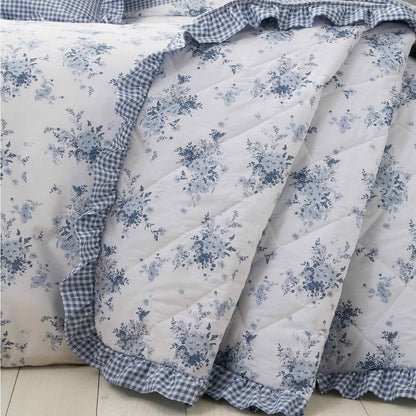 Lucie Floral Frill Blue Bedspread