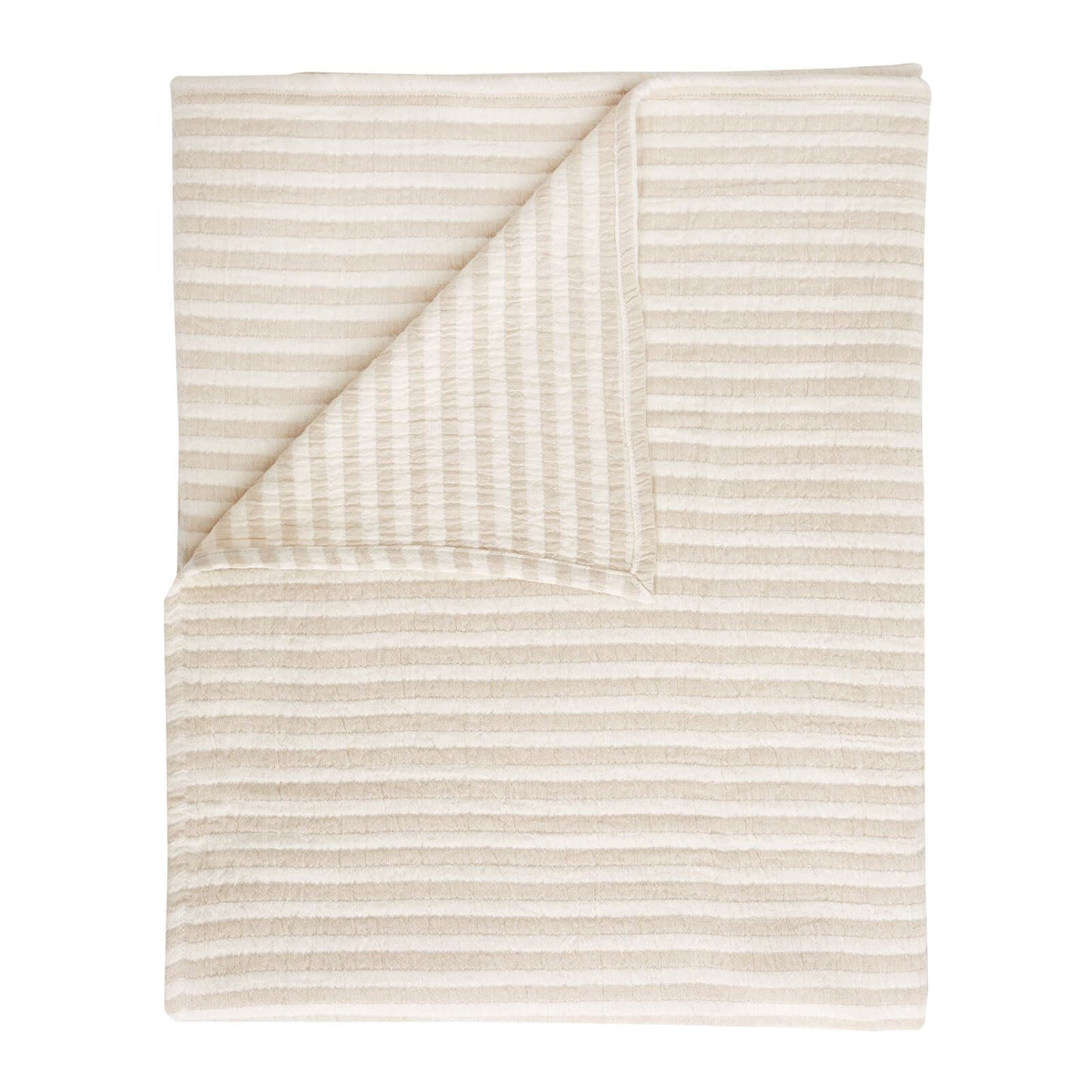 Bianca Fine Linens Cotton Muslin Stripe Blanket Throw Natural - 150x200cm