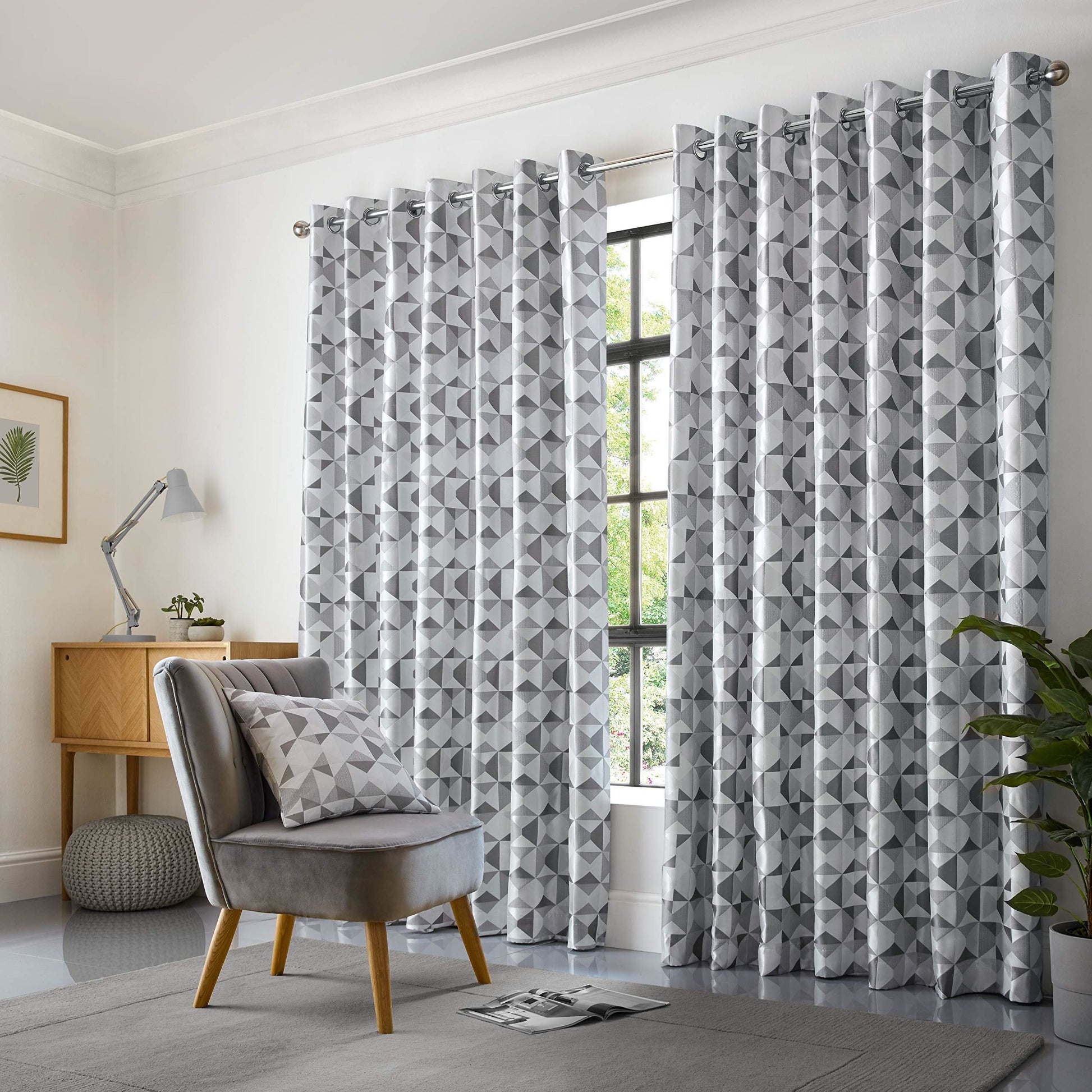 Skandi Silver Eyelet Curtains