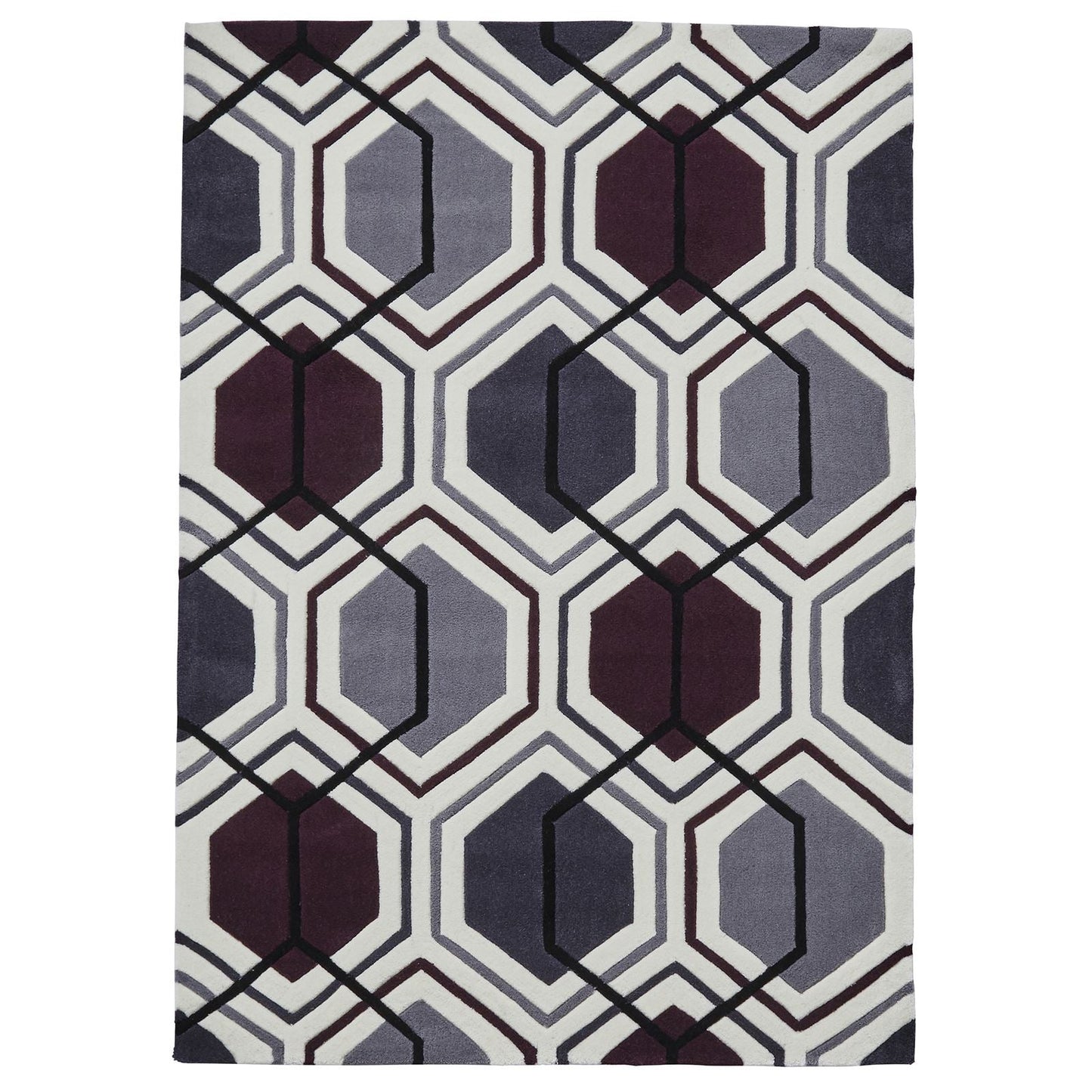 Modern Hong Kong 7526 Geometric Design Cream Purple 120 X 170Cm Rug