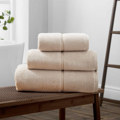 Bianca Zero Twist Satin Stitch Natural Towel and Sheet