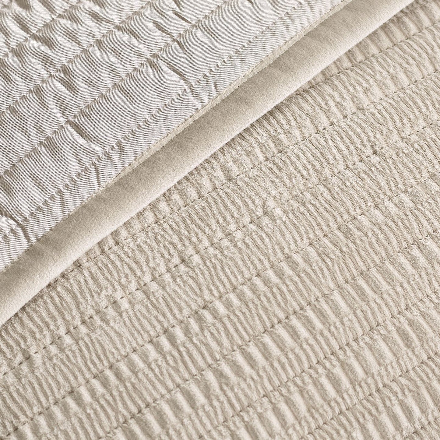 Catherine Lansfield Velvet Pinsonic Natural Bedspread - 220x220cm