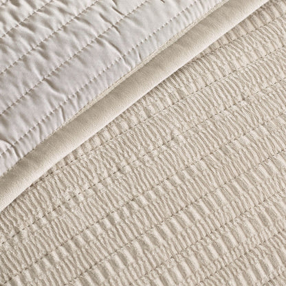 Catherine Lansfield Velvet Pinsonic Natural Bedspread - 220x220cm