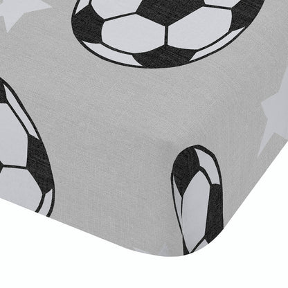 Brushed Football Stars Grey Fitted Sheet