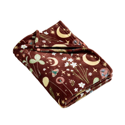 Catherine Lansfield Enchanted Twilight Animals Cosy Fleece Blanket Throw Chocolate - 130x170cm