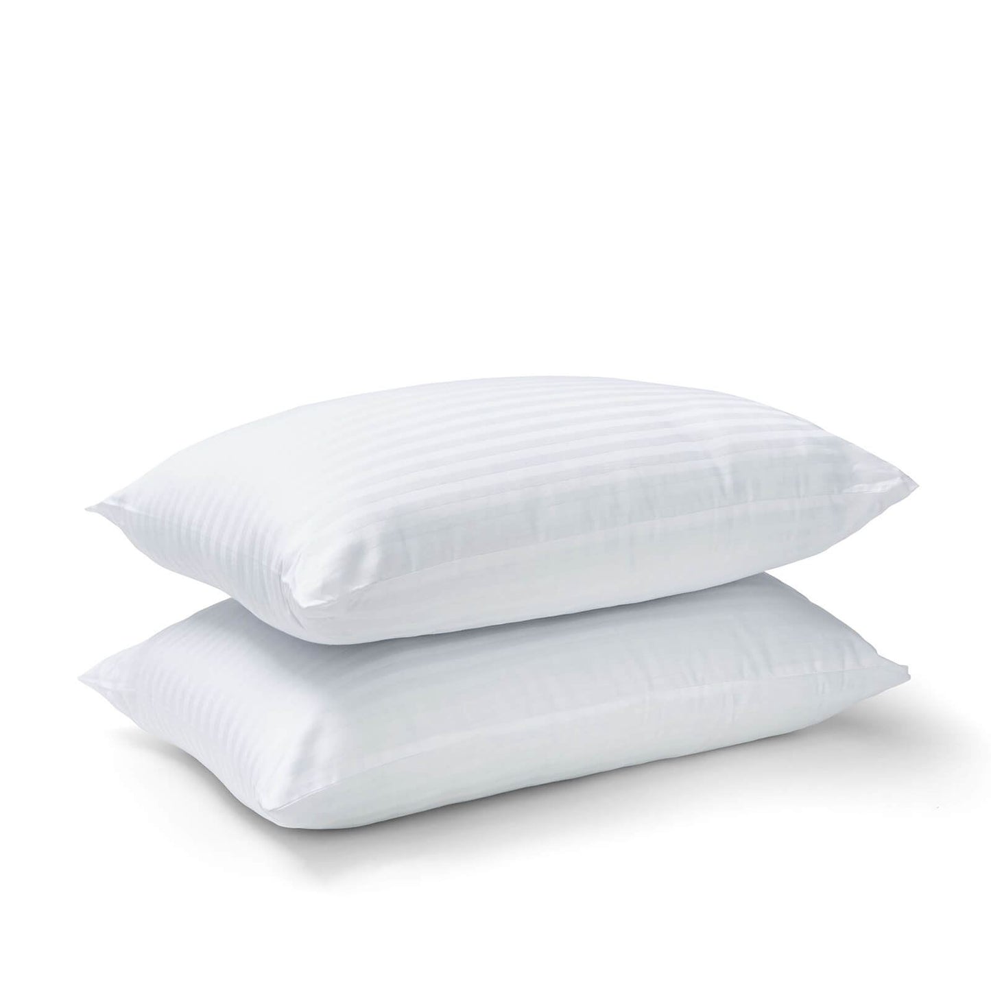 200 Thread Count Hotel Satin Stripe Cotton Pillow Pair White