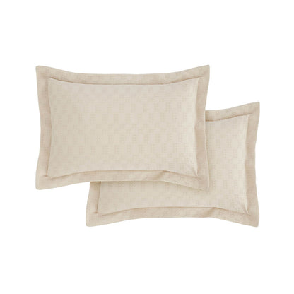 180 Thread Count Waffle Cotton Circle Oxford Pillowcase Pair Natural