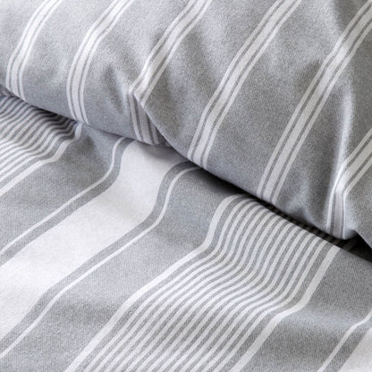 Brushed Ticking Stripe Grey Duvet Cover Set