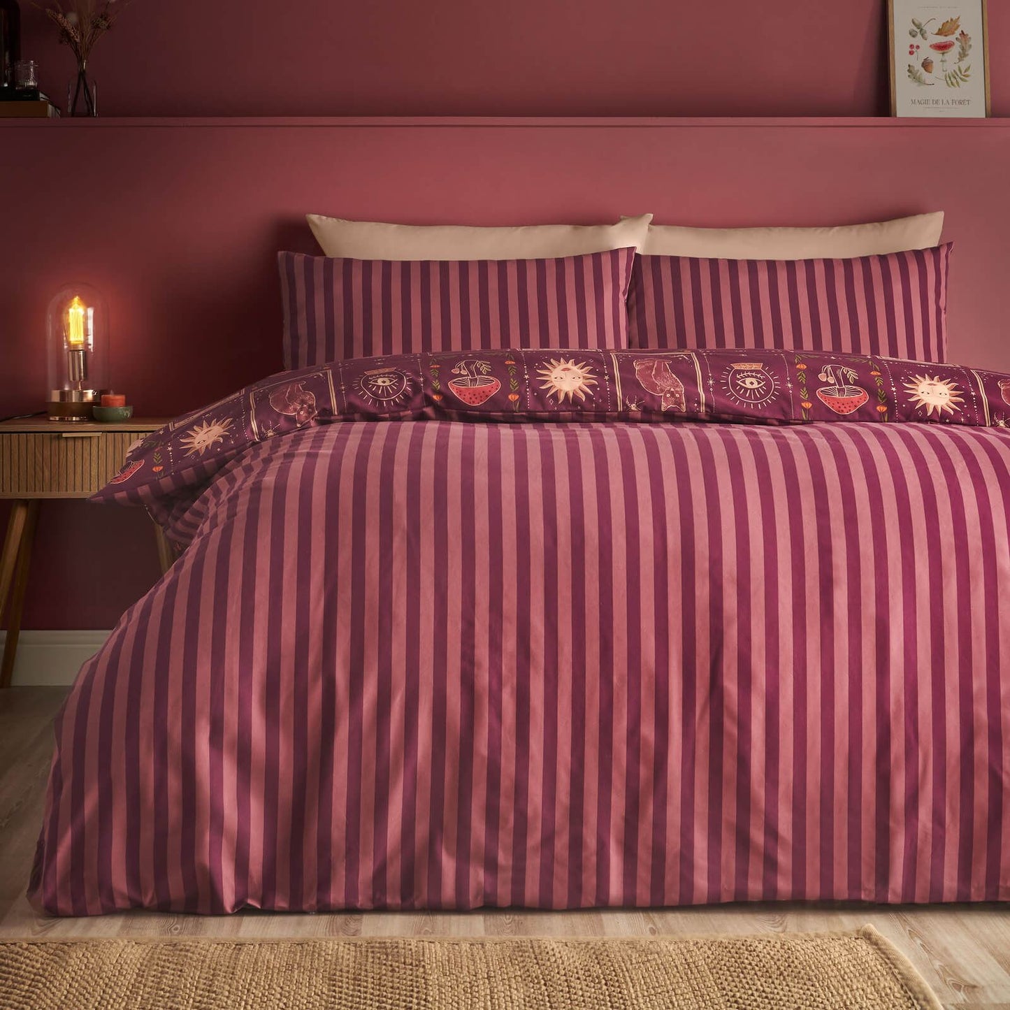 Catherine Lansfield Enchanted Witchcraft Reversible Bedding Duvet Cover Set Plum