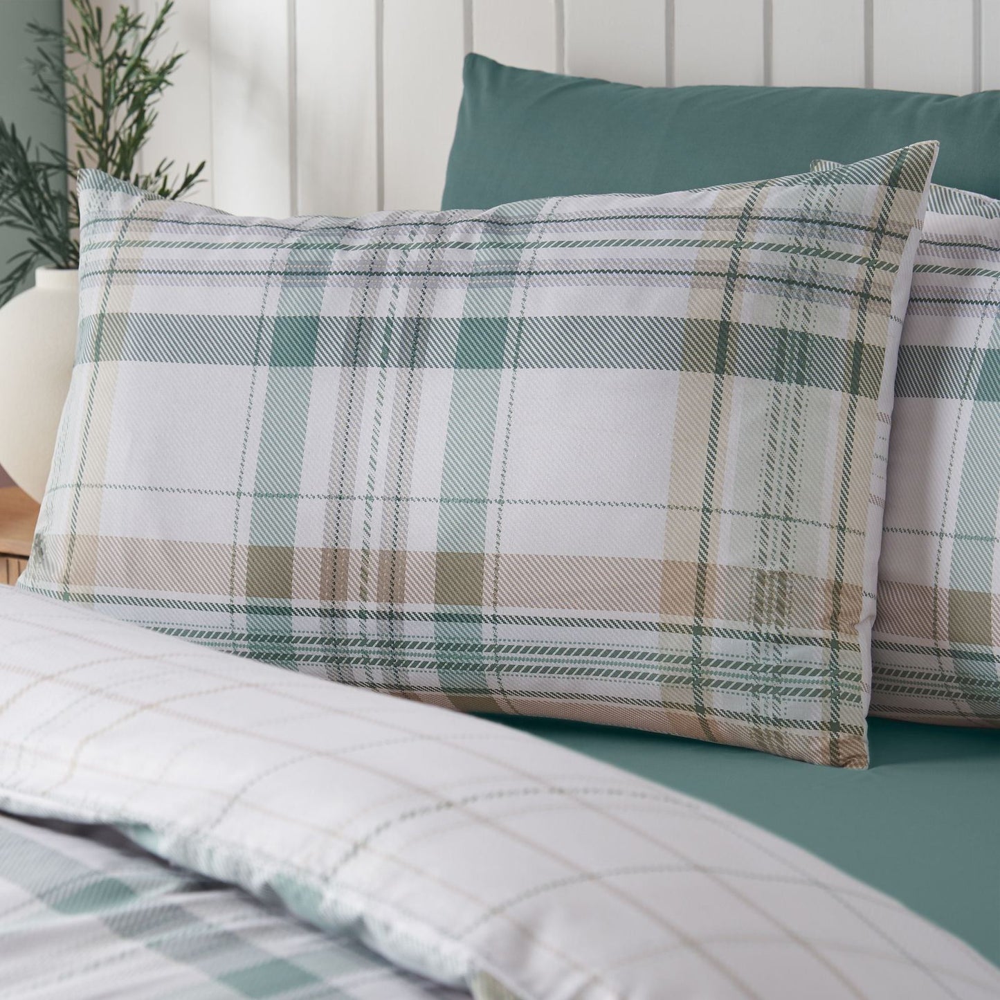 Catherine Lansfield Cartmel Check Green Duvet Cover Set