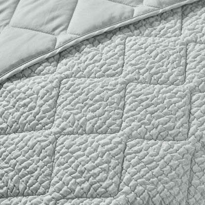 Catherine Lansfield Crinkle Seersucker Texture Bedspread Green - 220x220cm