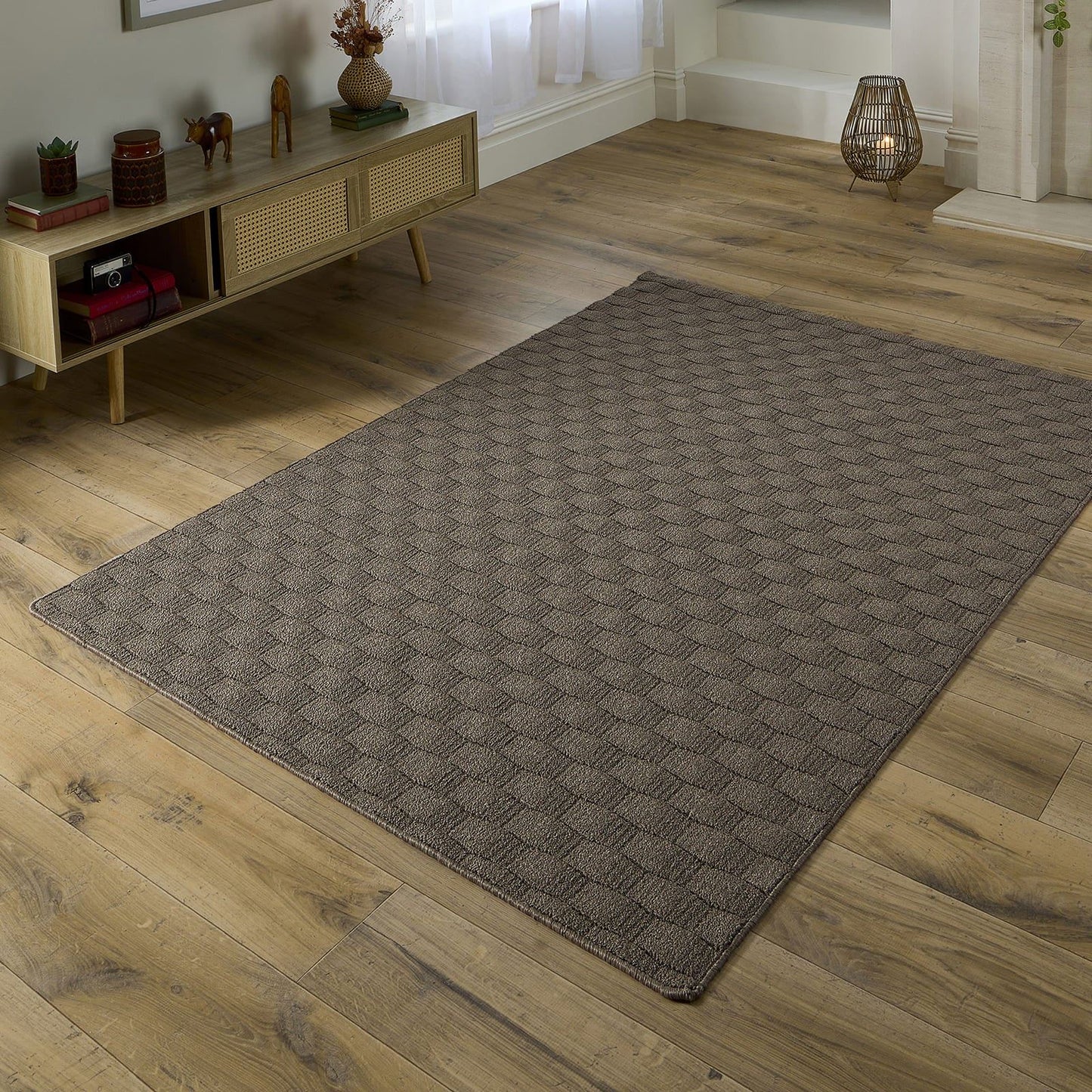My Mat Sculptured Washable Basketweave Mink Rug