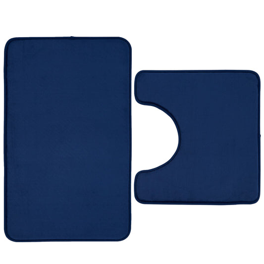 Anti-Bacterial Memory Foam Navy Bath Pedestal Mat