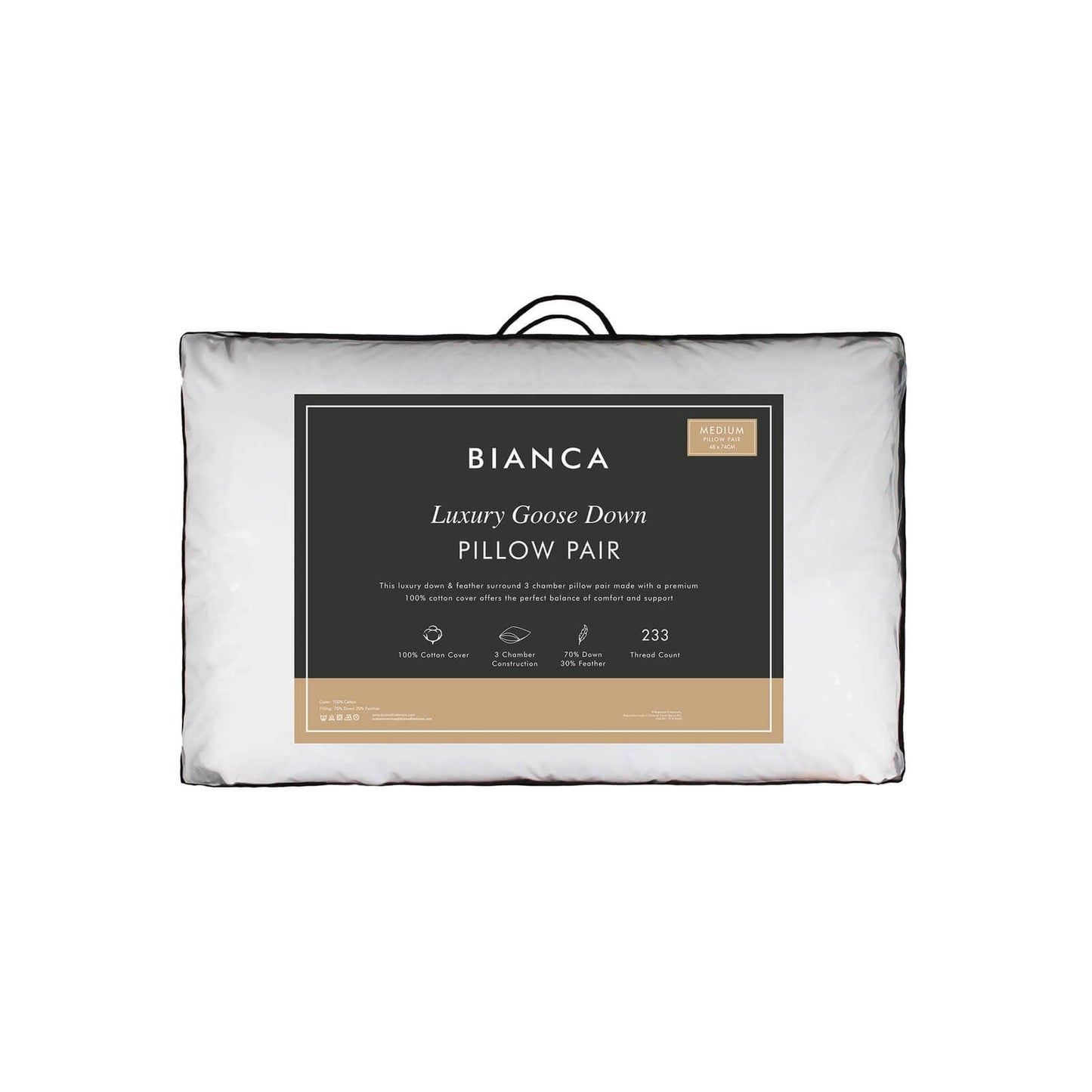 Bianca Fine Linens Luxury Goose Down Pillow Pair White