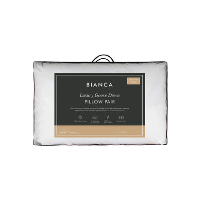 Bianca Fine Linens Luxury Goose Down Pillow Pair White