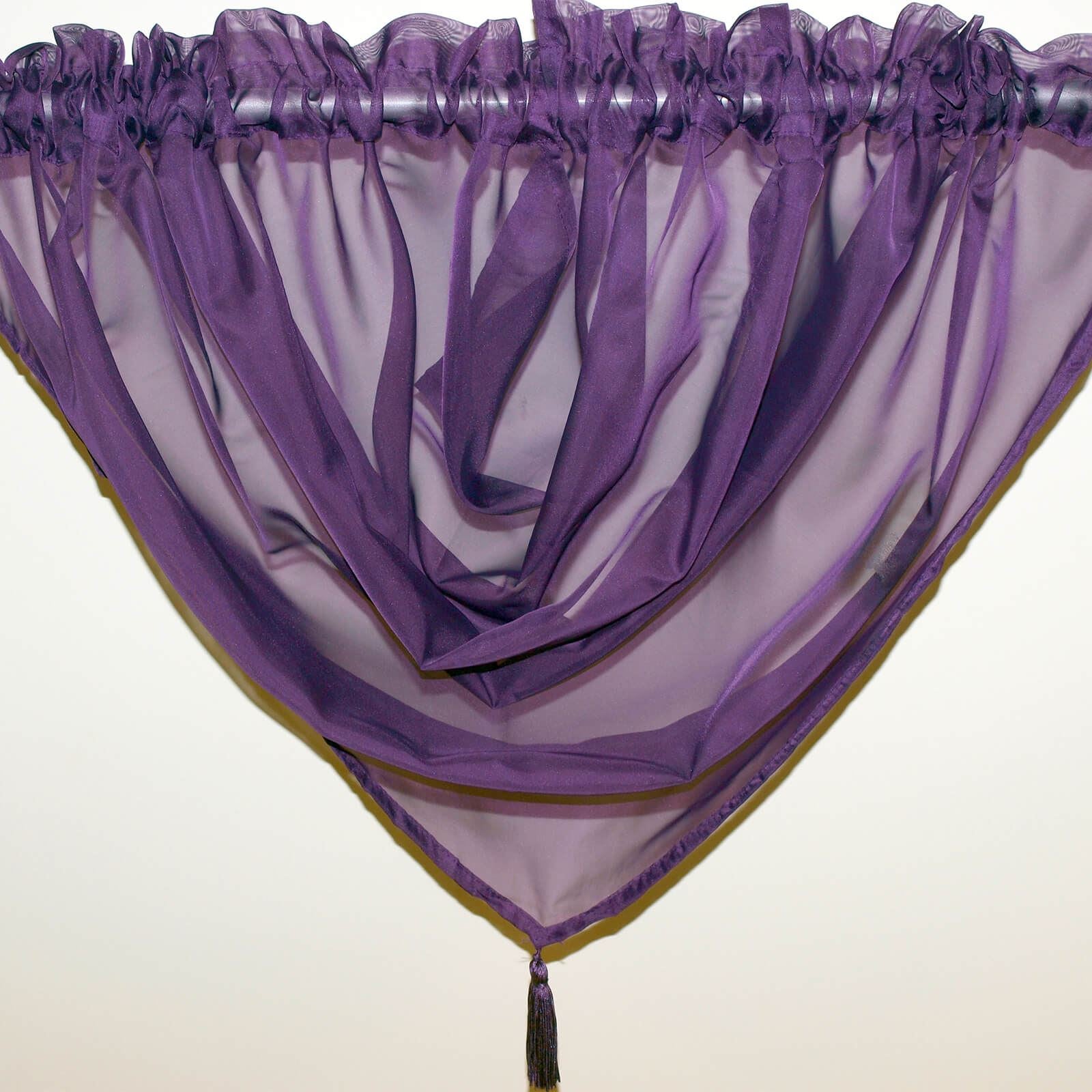 Plain Voile Aubergine Curtain Swag