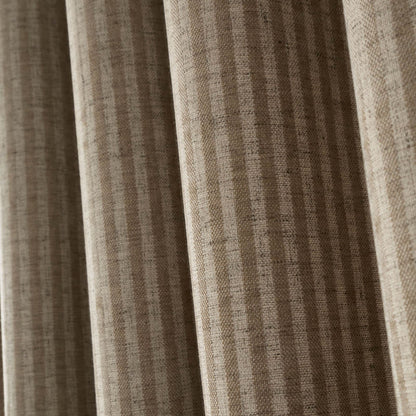 Bianca Fine Linens Chenille Stripe Lined Eyelet Curtains Two Panels Natural