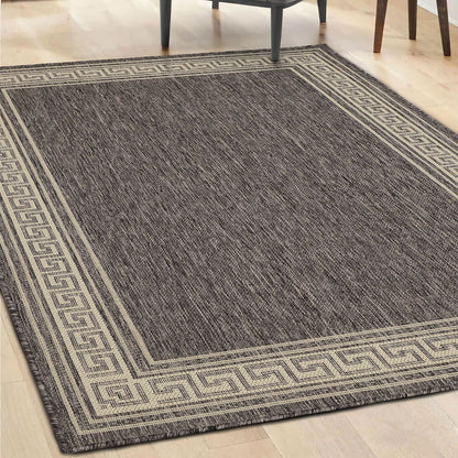 Flatweave Gel Greek Key Steel Grey Rug