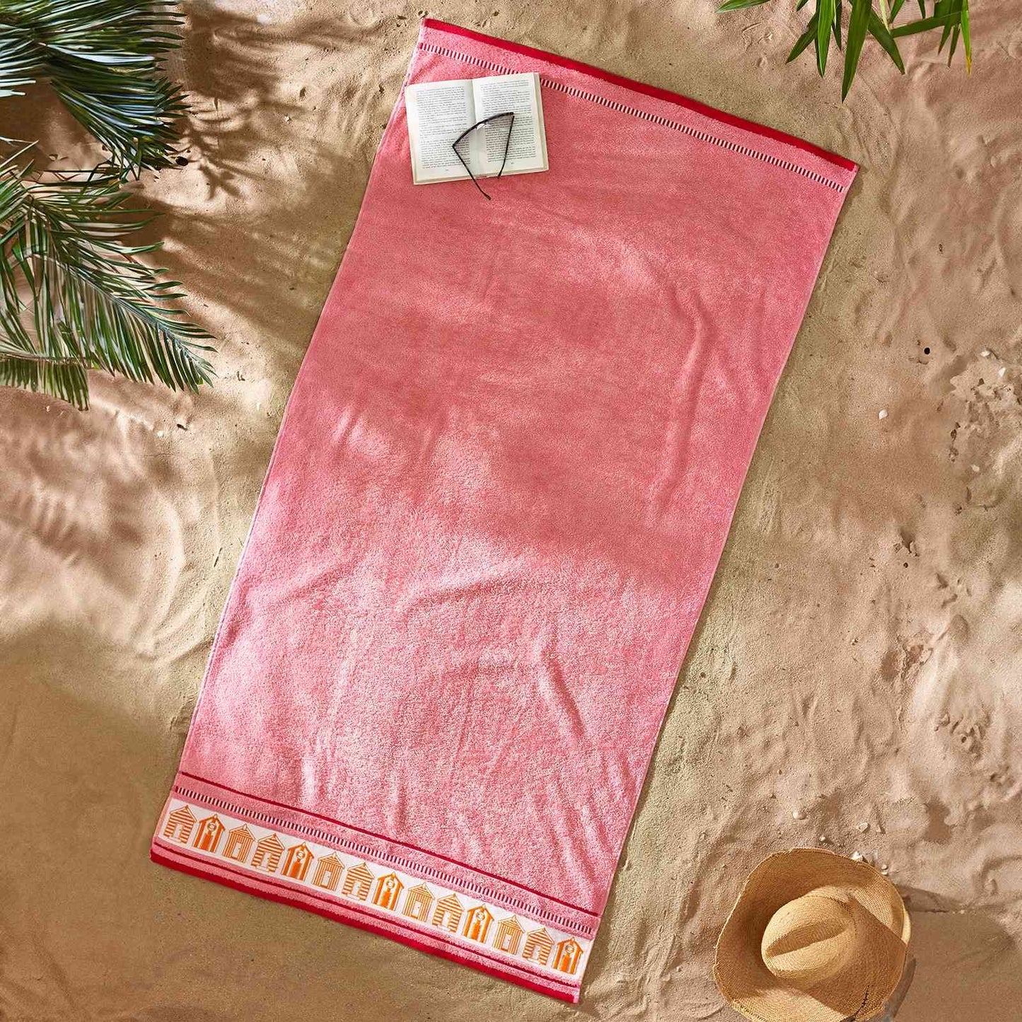 Beach Huts Coral Beach Towel