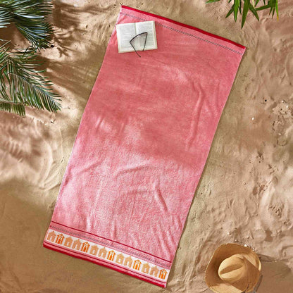 Beach Huts Coral Beach Towel