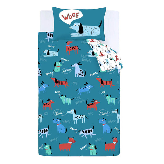 Woofing Dogs Blue Duvet Set