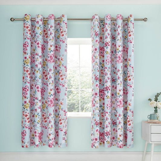 Flower Duck Egg Eyelet Curtains