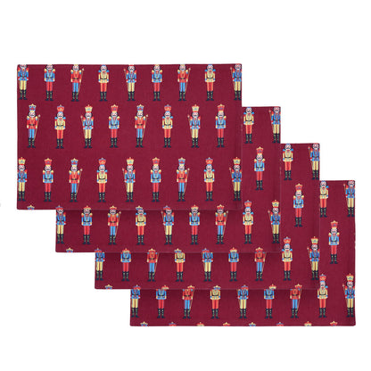 Catherine Lansfield Christmas Nutcracker Cotton Dining Placemat 4 Pack Plum - 30x46cm