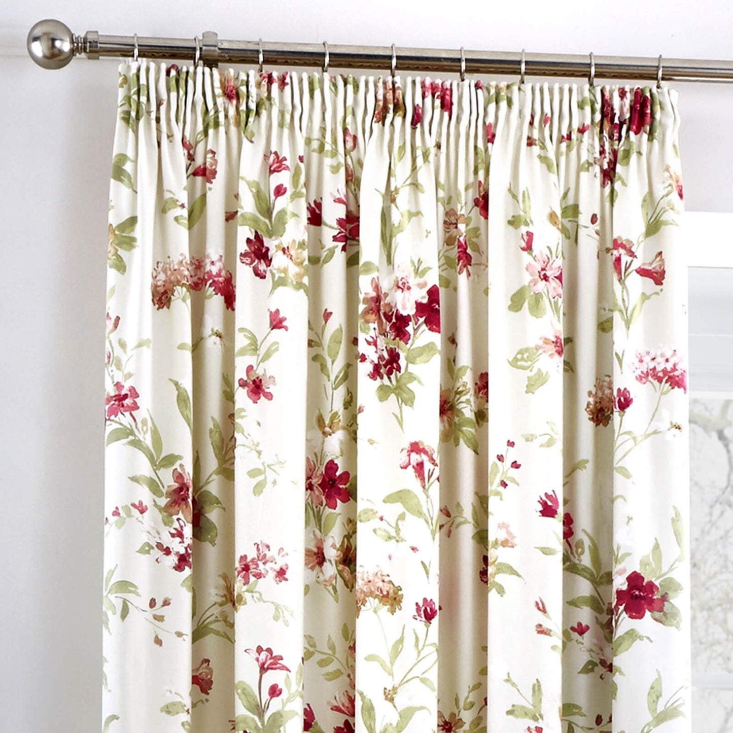 Jeannie Red Pencil Pleat Curtains