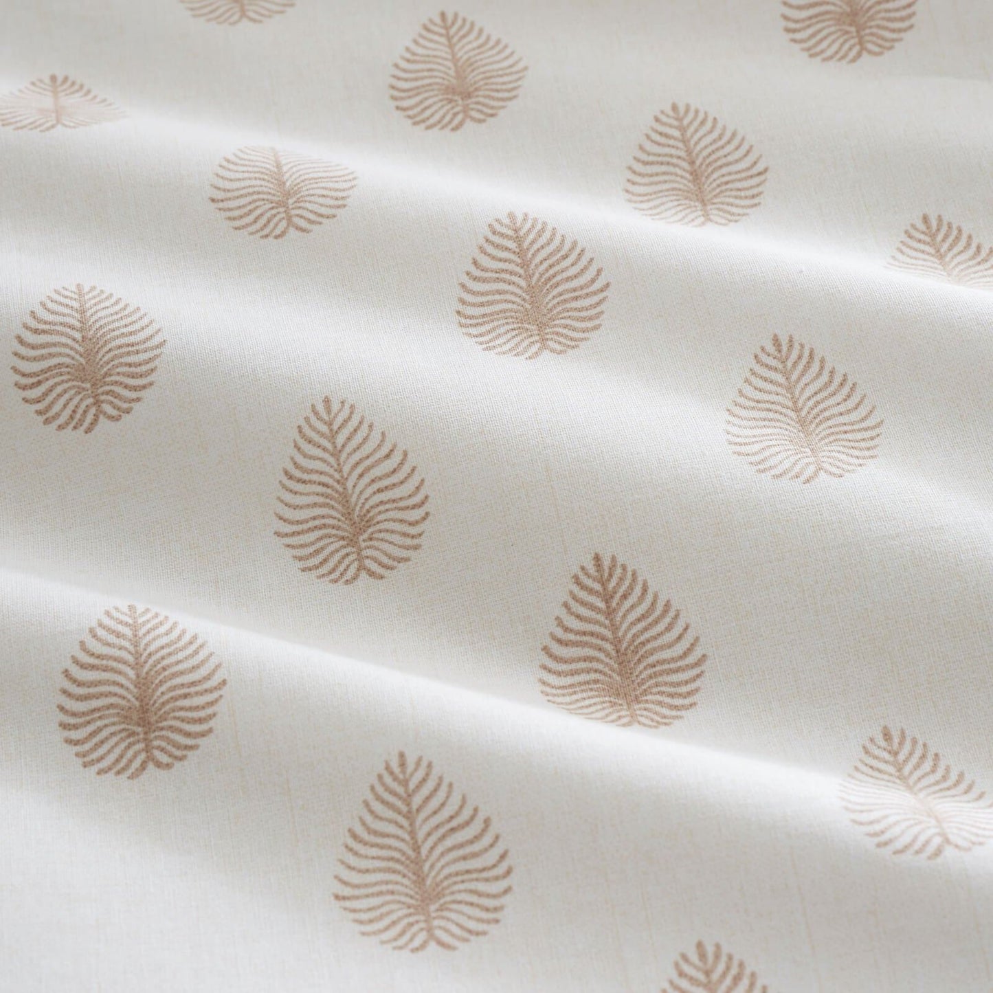 Emily Bond Jaipur Leaves Printed Reversible Cotton Bedding Duvet Cover Set Cream / Natural