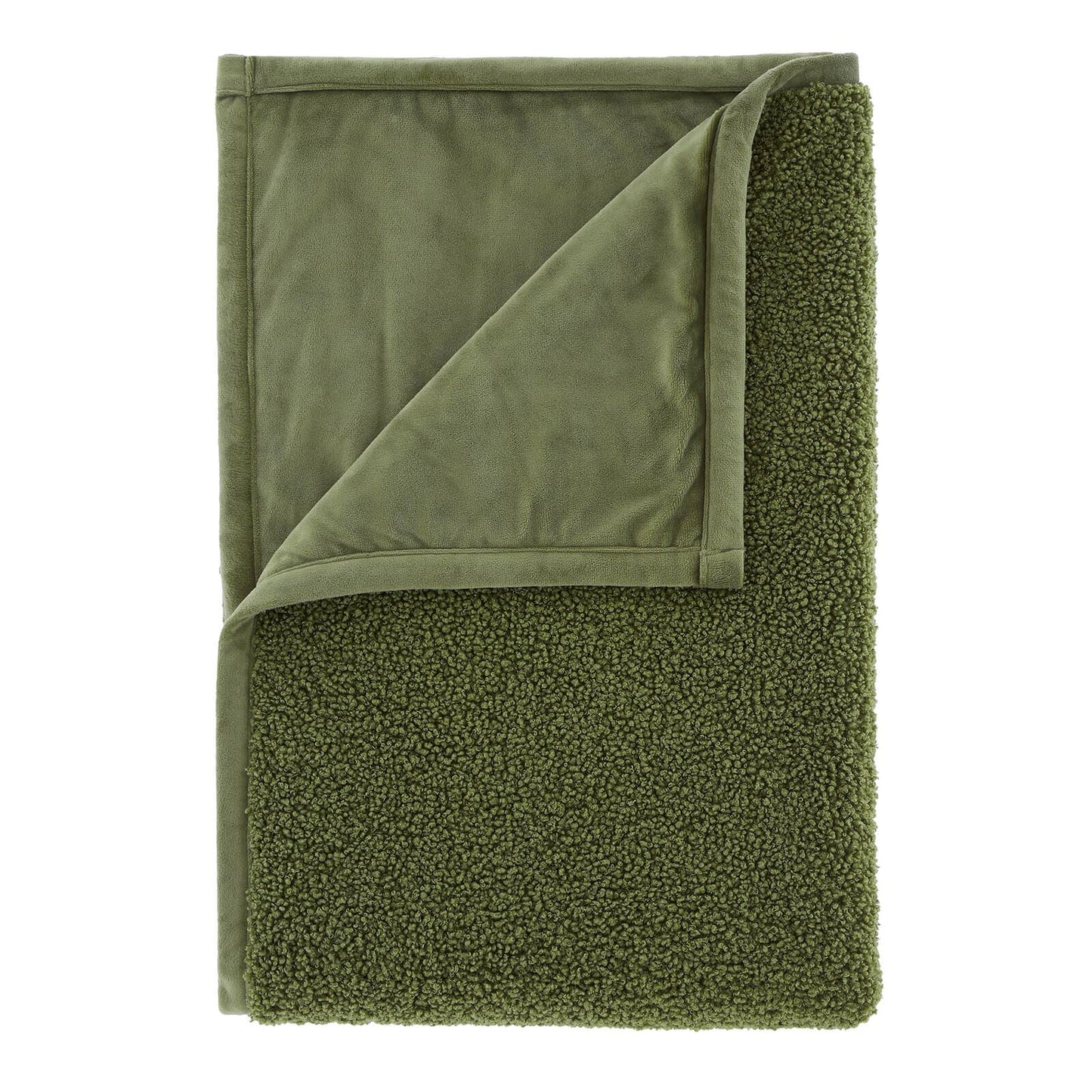 So Soft Velvet Boucle Blanket Throw Olive Green