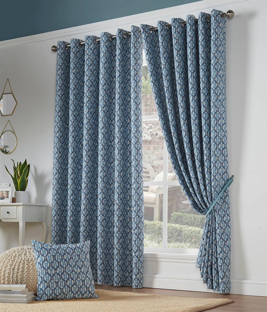Cambourne Blue Eyelet Curtains