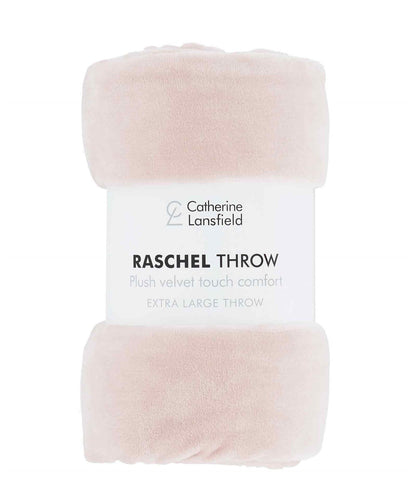 Raschel Velvet Touch Blush Pink Blanket Throw