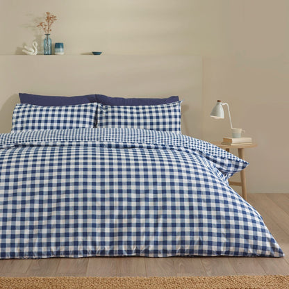 Catherine Lansfield Bamford Gingham Check Navy Blue Duvet Cover Set